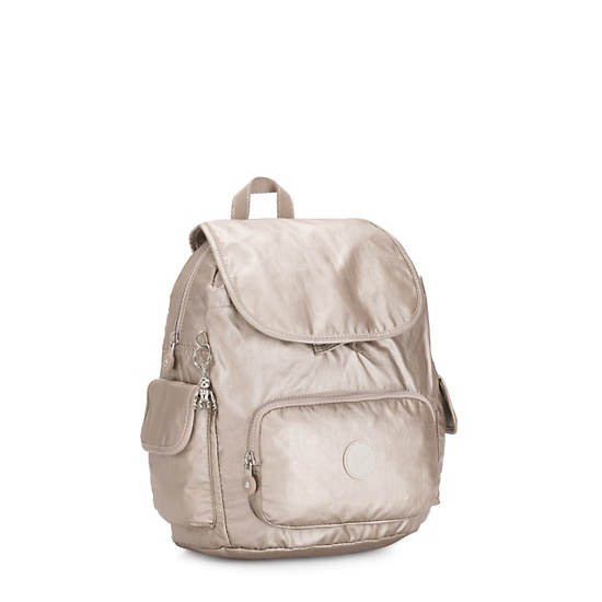 Kipling City Pack Small Metallic Ryggsekk Beige | NO 1700FD